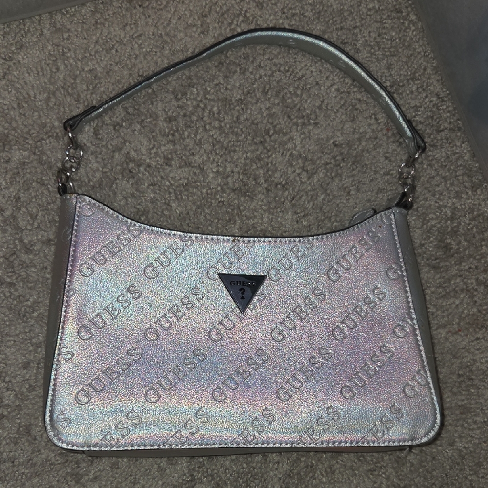 GUESS Holographic Silver Shoulder Bag